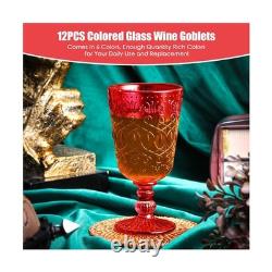 Eaasty 12 Pcs Glass Goblet 9 oz Vintage Wine Glasses, Red 1