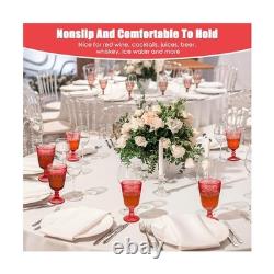 Eaasty 12 Pcs Glass Goblet 9 oz Vintage Wine Glasses, Red 1