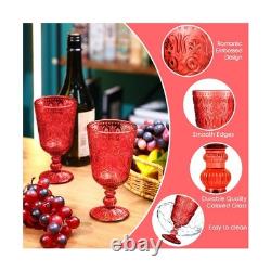 Eaasty 12 Pcs Glass Goblet 9 oz Vintage Wine Glasses, Red 1
