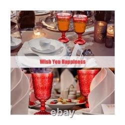 Eaasty 12 Pcs Glass Goblet 9 oz Vintage Wine Glasses, Red 1