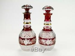 Ebeling & Reuss Marchioness Ruby Red Cut to Clear Decanter, Vintage Wine Liquor