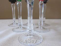 Elegant Rare Vintage Anna Hutte Six Cut to Clear Crystal Wine Glasses Goblets