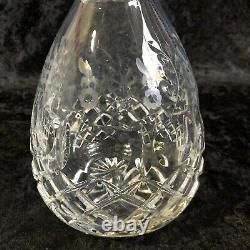 Elegant Vintage Cut Glass Liquor Decanter Set Etched Floral Design And 5 Glasses