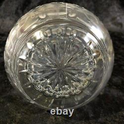 Elegant Vintage Cut Glass Liquor Decanter Set Etched Floral Design And 5 Glasses