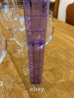Elegant Vintage Orrefors Illusion Clear Burgundy Wine Glasses, set of 8
