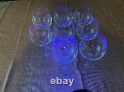 Elegant Vintage Orrefors Illusion Clear Burgundy Wine Glasses, set of 8