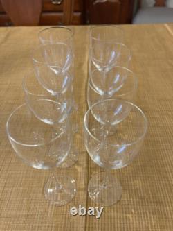 Elegant Vintage Orrefors Illusion Clear Crystal Claret Wine Glasses, Set of 8