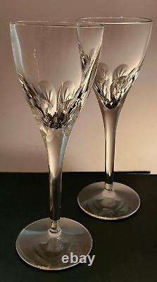 Elegant Waterford Wine Glasses Thumbprint Cut Elberon Crystal Pair 7oz