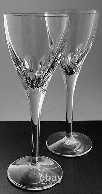 Elegant Waterford Wine Glasses Thumbprint Cut Elberon Crystal Pair 7oz