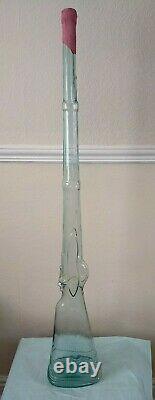 Empty vintage large Green Glass Wine Decanter Bottle musket rifle gun 45 tall