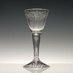 Engraved Antique 18th Century Hollow Stem Wine Glass c1750