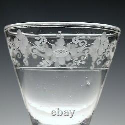 Engraved Antique 18th Century Hollow Stem Wine Glass c1750