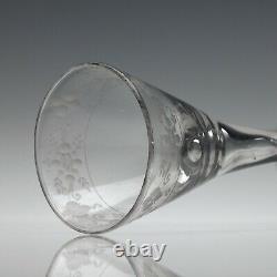 Engraved Antique 18th Century Hollow Stem Wine Glass c1750