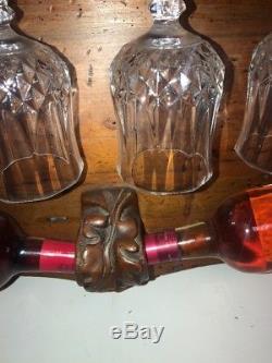 Enkeboll Hand Carved Vintage Wine Bottle & Glass Holder 30 Inches W by 25 Tall