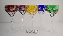 Exquisite Vintage Cut To Clear Set of 5 Wine Glass Goblets Mint
