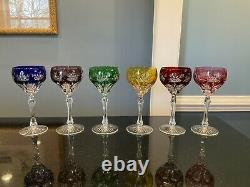 Exquisite Vintage Cut To Clear Set of 6 Wine Glass Goblets Mint