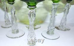 Exquisite Vintage Set Of 6 Etched Glass 6 5/8 Wine Glasses St Louis Uranium