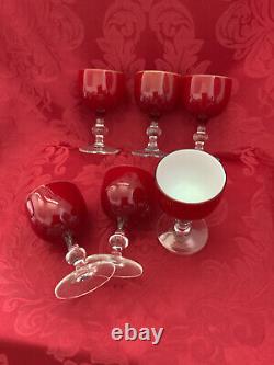 FLAWLESS Art Glass MURANO Italy Crystal CARLO MORETTI Six PORT WINE GOBLETS