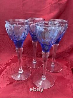 FLAWLESS Crystal IVV Italy 4 VENETIAN WINE GOBLETS From Mrs Henry Ford's Estate