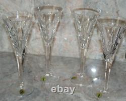 FOUR Vintage Waterford Crystal Wine Champagne Flute Glasses circa 2000