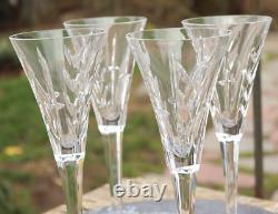 FOUR Vintage Waterford Crystal Wine Champagne Flute Glasses circa 2000