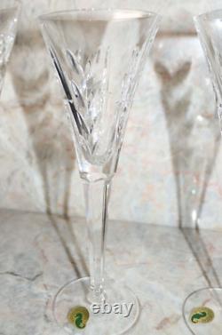 FOUR Vintage Waterford Crystal Wine Champagne Flute Glasses circa 2000