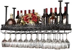 FURVOKIA Industrial Metal Vintage Bar Wall-Mounted Wine Racks, Wine Glass Hanging
