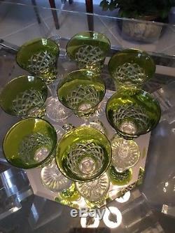 Fabulous Baccarat Vintage French Crystal chartreuse/green Burgos wine glasses 8