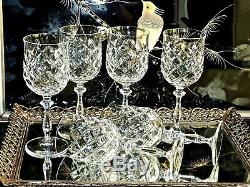 Fabulous Vintage Large Crystal Wine Glasses Hand Cut Bohemia C 1970's Set Of 6