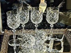 Fabulous Vintage Large Crystal Wine Glasses Hand Cut Bohemia C 1970's Set Of 6