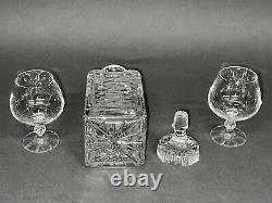 Fabulous Vintage Set of Three Crystal Bourbon Decanter & a Couple Snifter Glass