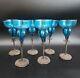 Felipe Derflingher Brutalist Iorn Caged Wine Goblets Blue Glass Vintage Set Of 6