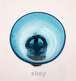 Felipe Derflingher Brutalist Iorn Caged Wine Goblets Blue Glass Vintage Set Of 6