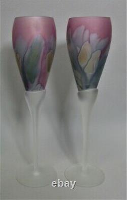 Fine Set of Eight Large REUVEN 10.25 ART NOUVEAU Wine Water Art Glass Stemware