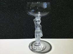 Fine vintage drinking glass wine glass naked lady stem 20th C