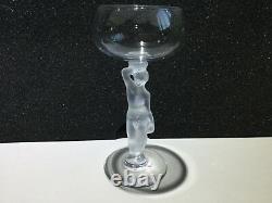 Fine vintage drinking glass wine glass naked lady stem 20th C