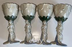 Fitz & Floyd Art Nouveau Lusterware Goblets Wine Glasses Vintage 1970's Set of 4