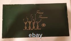 Five Vintage Jozef Stanik Handblown Zlata Zuzana (Golden Suzanne) Wine Glasses