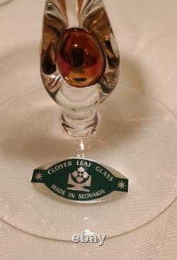 Five Vintage Jozef Stanik Handblown Zlata Zuzana (Golden Suzanne) Wine Glasses