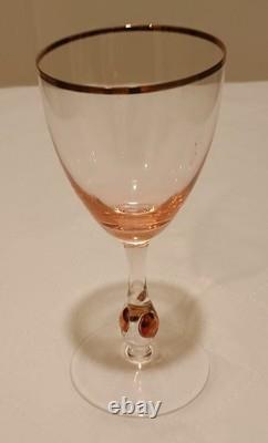 Five Vintage Jozef Stanik Handblown Zlata Zuzana (Golden Suzanne) Wine Glasses