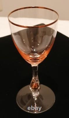 Five Vintage Jozef Stanik Handblown Zlata Zuzana (Golden Suzanne) Wine Glasses