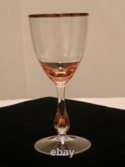 Five Vintage Jozef Stanik Handblown Zlata Zuzana (Golden Suzanne) Wine Glasses