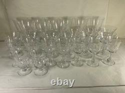 Fostoria American Clear Glass Stemware Set, Antique Vintage Crystal Wine Goblets
