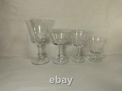 Fostoria American Clear Glass Stemware Set, Antique Vintage Crystal Wine Goblets