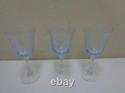 Fostoria Crystal NAVARRE Blue Lot of 3 Claret Wine Glass Goblets
