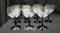 Fostoria Eloquence Onyx Crystal Claret Wine Set 10 Elegant Glass Black Art Deco