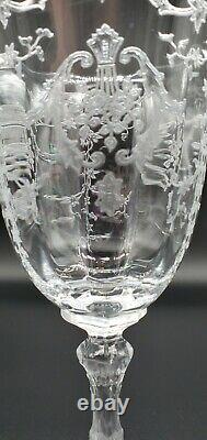 Fostoria Etched Crystal Navarre 7 5/8 Water Wine Goblets Glasses 1930's Vintage