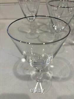 Fostoria Fine Crystal Engagement Wine Glass / Platinum Silver Rim 7 Stem Set 12
