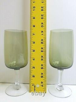Fostoria Glamour Green 7 Water Goblet 5 Claret Wine Set Vintage Elegant Glasses