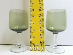 Fostoria Glamour Green 7 Water Goblet 5 Claret Wine Set Vintage Elegant Glasses